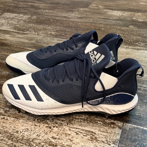 Adidas Icon V Bounce Baseball Cleats Navy White Mens Size 17  Lace Up Sports NEW - Picture 9 of 9